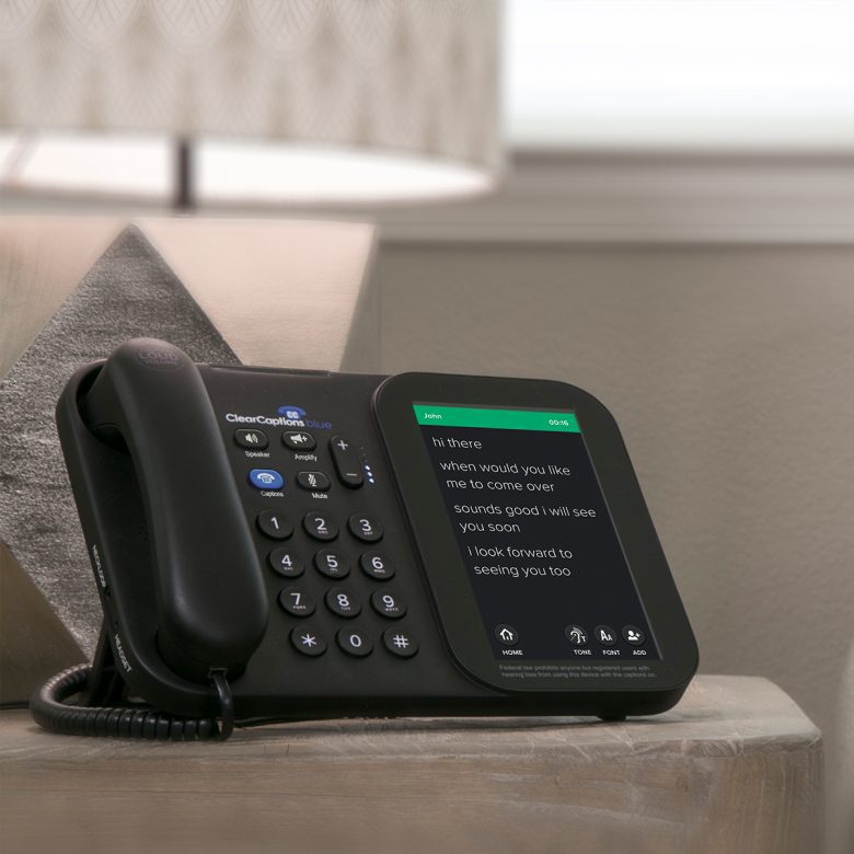 J2500_Captions_1200x1200-780×780 ClearCaptions caption phone displaying a conversation on screen