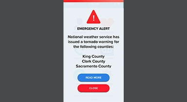 Section-4_1 ClearCaptions phone displaying a FEMA Emergency Alert