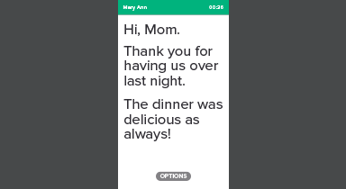 Section-4_2 ClearCaptions phone displaying a conversation between family members