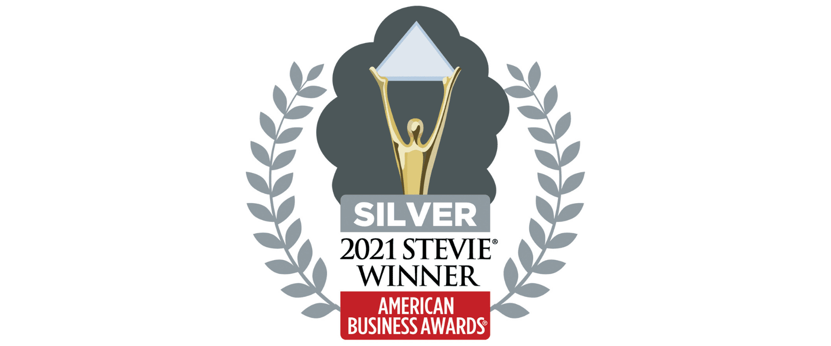 Silver prize logo with the text: '2021 Stevie Winner, American Business Awards'