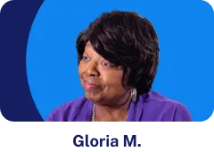 Gloria M. giving her testimony