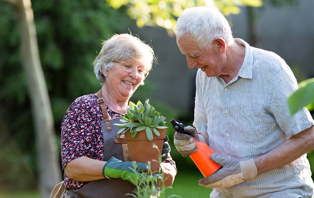 Seniors in the garden - 5 Gardening Tips for Seniors from ClearCaptions
