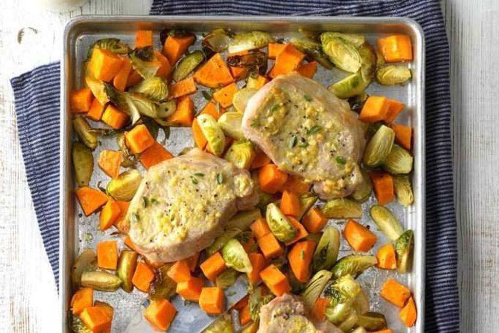 Lemon Dijon Pork Sheet Pan Dinne