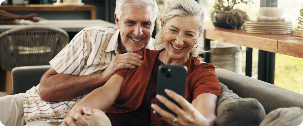 Two grandparents doing a video call