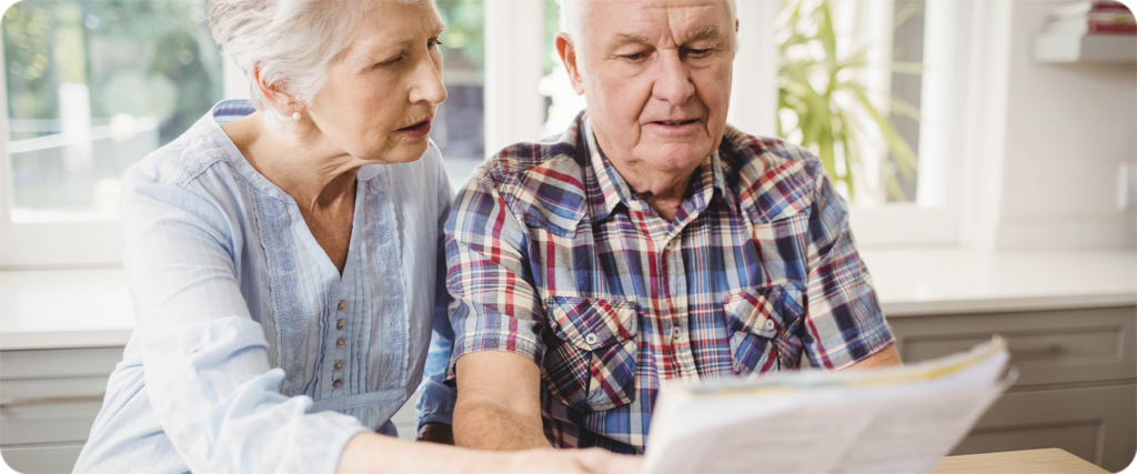 Older couple looking over finances